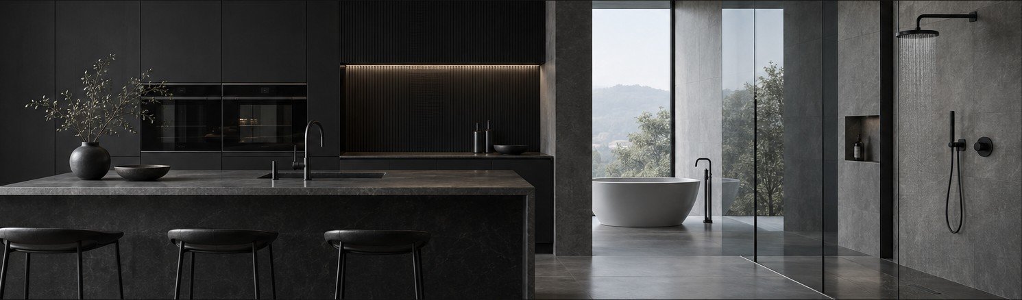 Kitchen and bathroom spaces