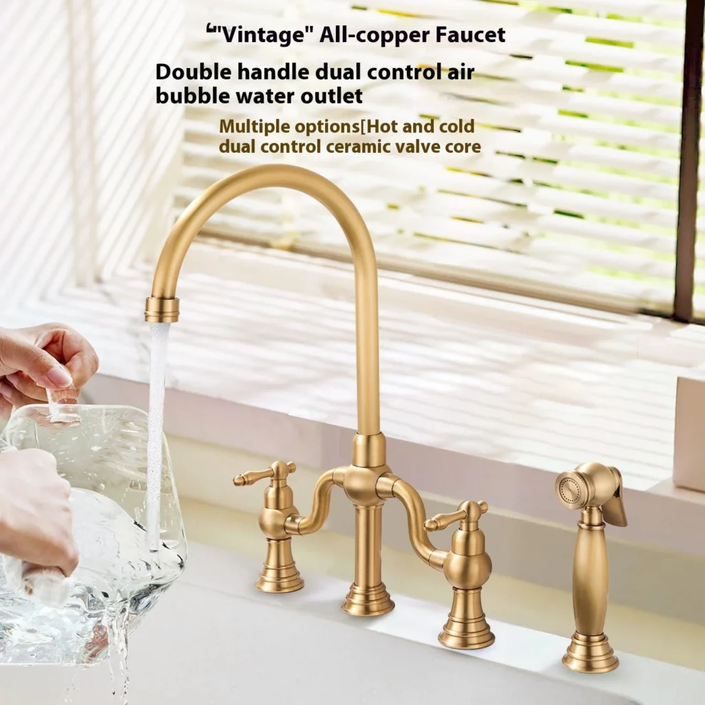 Brass Bridge Kitchen Faucet
