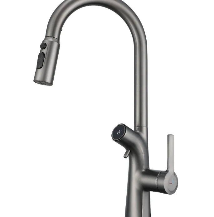 Zinc Alloy Deck-Mounted Pull-Out Kitchen Faucet