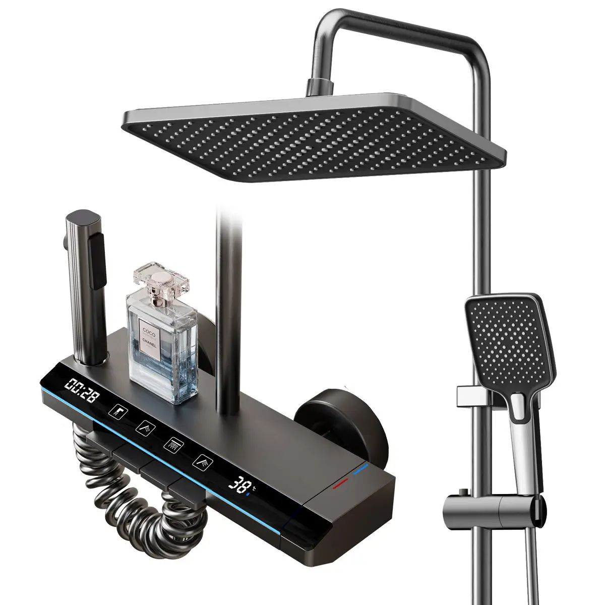 Aluminum Alloy Wall-Mounted Thermostatic Shower System Square