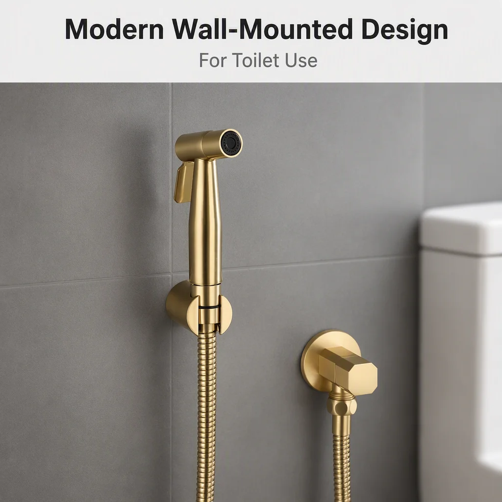 Modern Stainless Steel Wall-Mounted Handheld Bidet Sprayer Round