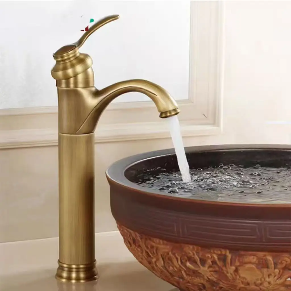 Brushed Gold Brass Single-Hole Bathroom Sink Faucet