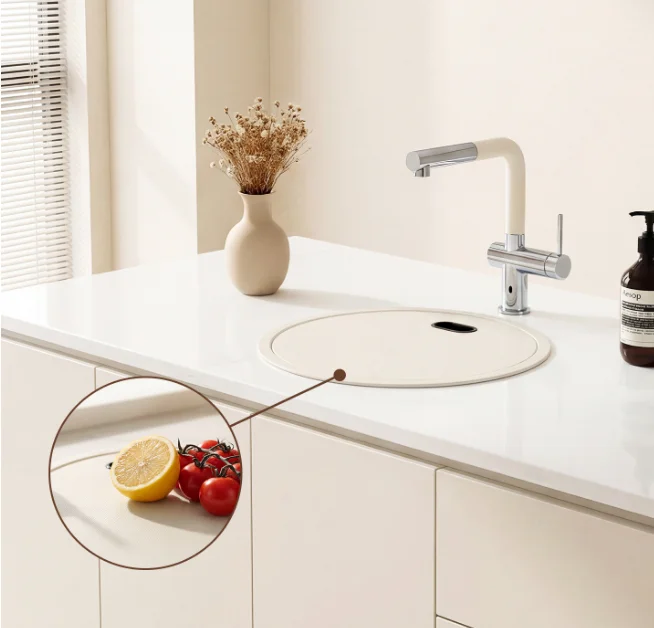 Round Hidden-Cover Bar Sink