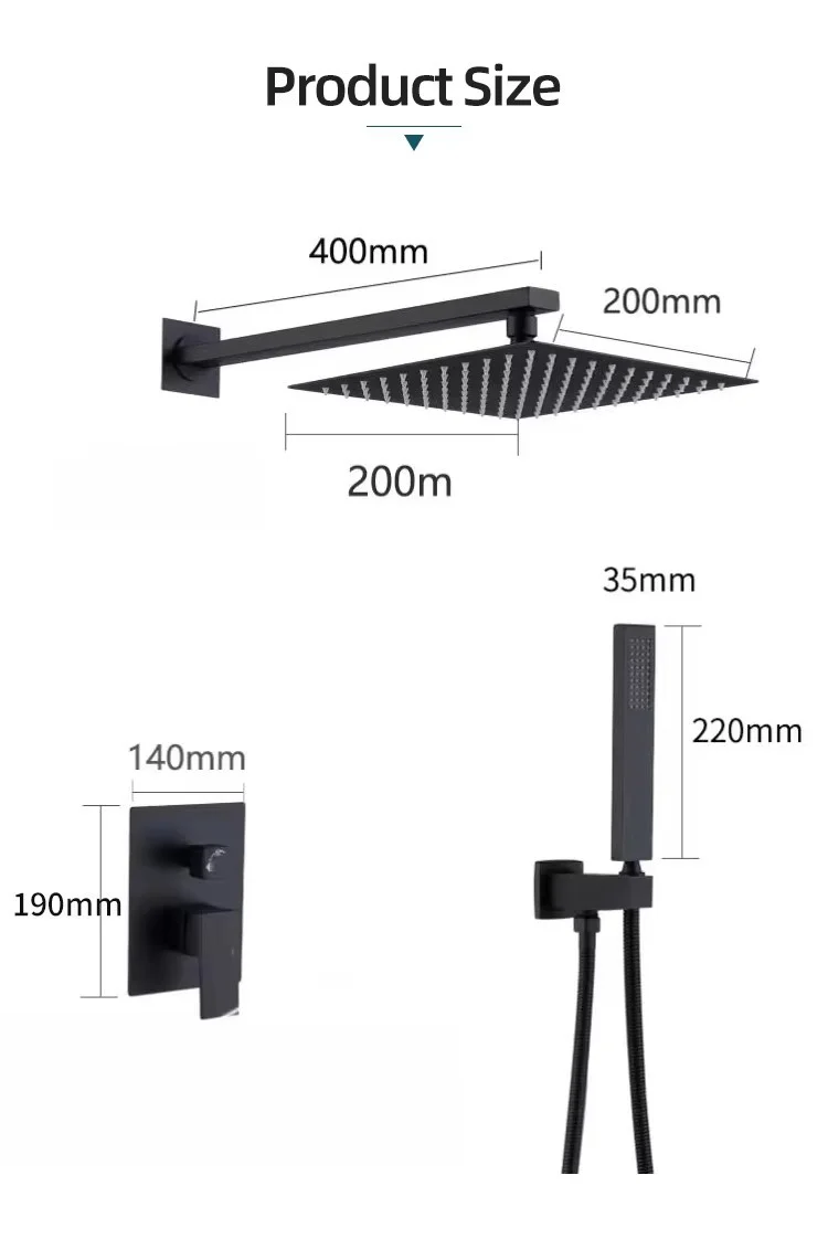 Concealed Square Rain Shower Set