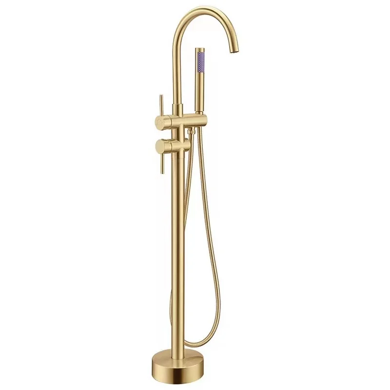Chrome Brass Single-Handle Freestanding Bathtub Faucet