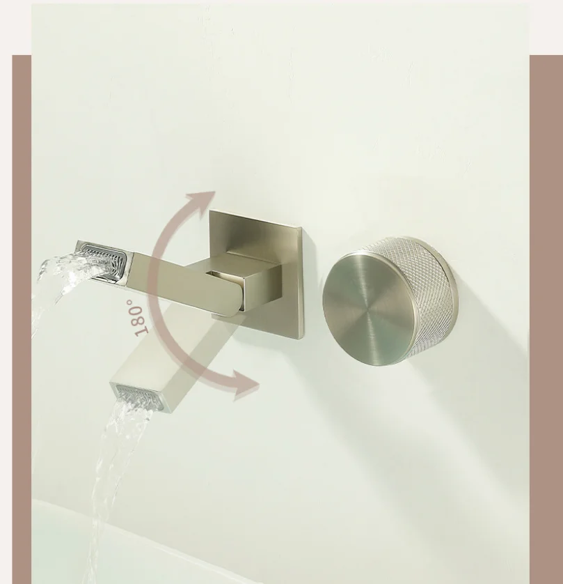 Copper LED Wall-Mounted Bathroom Sink Faucet
