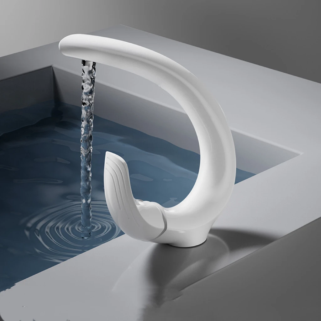 Modern Brass Deck-Mounted Single-Hole Bathroom Sink Faucet Single-Handle