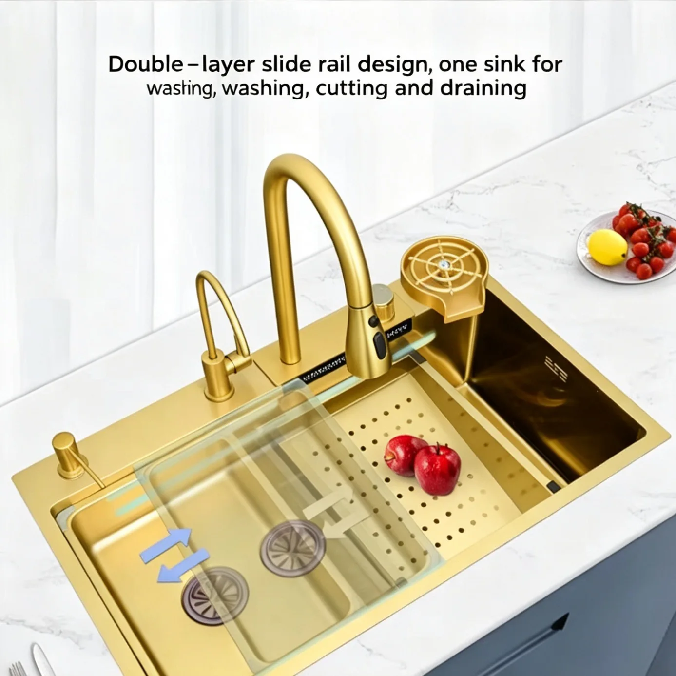 Wall-Mounted Undermount Single-Bowl Kitchen Sink