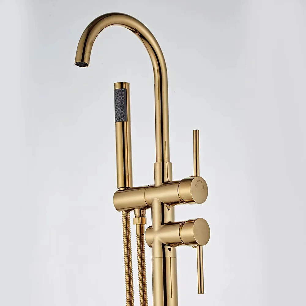 Chrome Brass Single-Handle Freestanding Bathtub Faucet