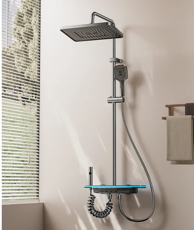 Chrome Aluminum Alloy Wall-Mounted Shower System