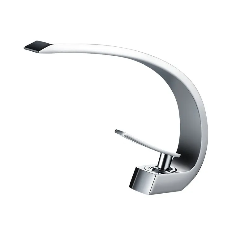 Chrome Deck-Mounted Single-Hole Bathroom Sink Faucet
