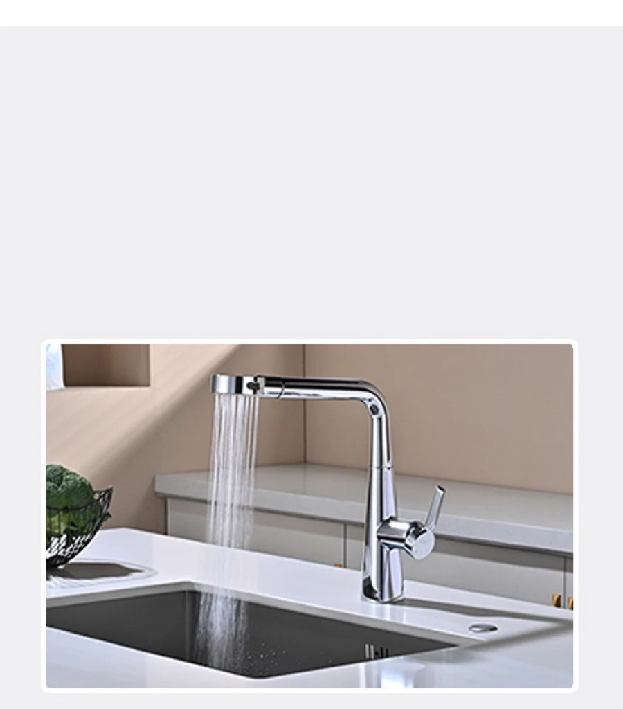 Modern Brass Deck-Mounted Kitchen Faucet Chrome