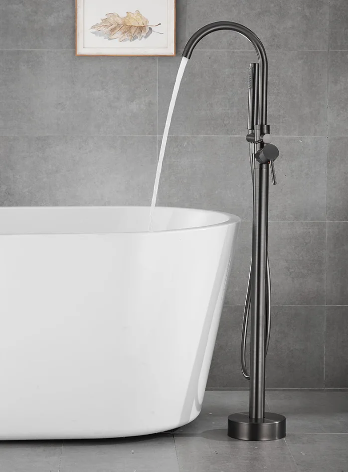 Freestanding High-Arc Tub Filler with Hand Shower