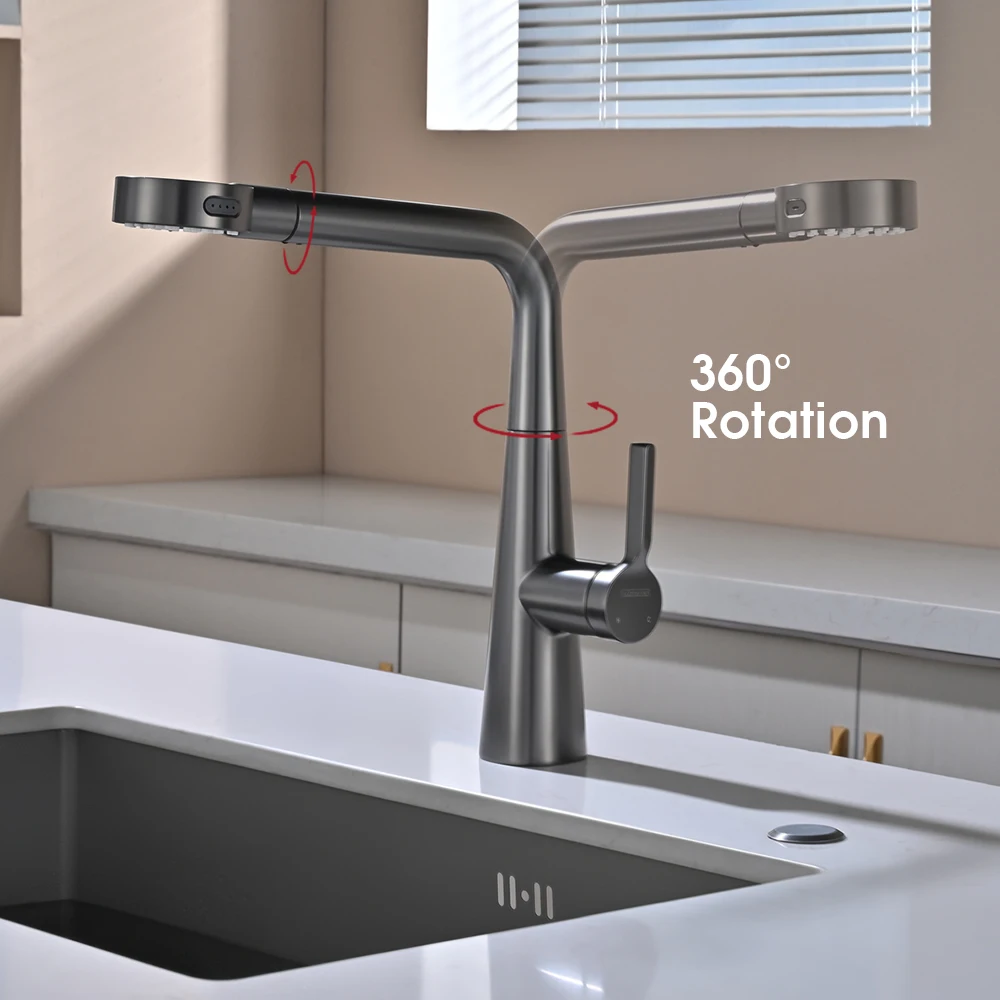 Modern Brass Deck-Mounted Kitchen Faucet Chrome