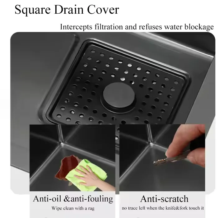 Modern Matte Black Stainless Steel Single-Bowl Kitchen Sink