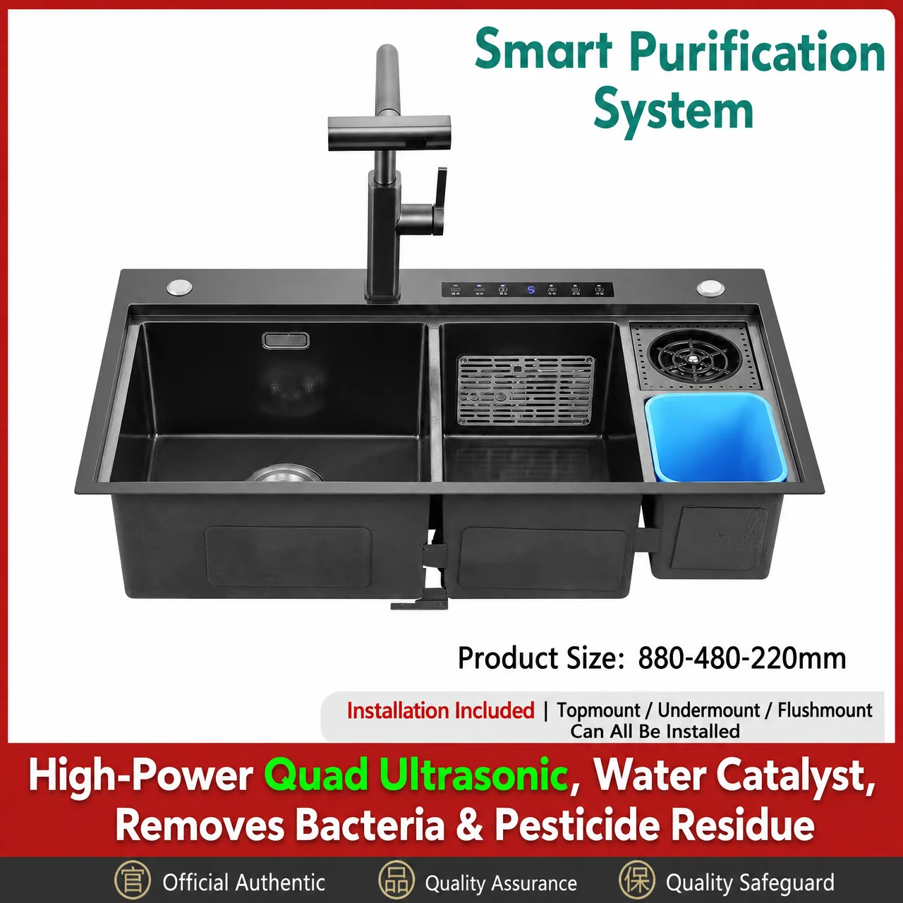 Modern Stainless Steel Undermount Single-Bowl Kitchen Sink Handmade