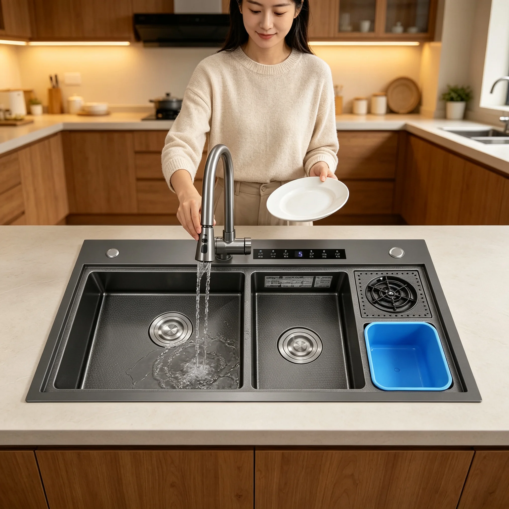 Modern Stainless Steel Undermount Single-Bowl Kitchen Sink Handmade