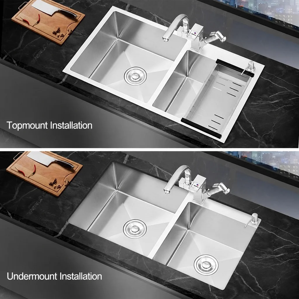 Stainless Steel Undermount Double-Bowl Kitchen Sink Modern