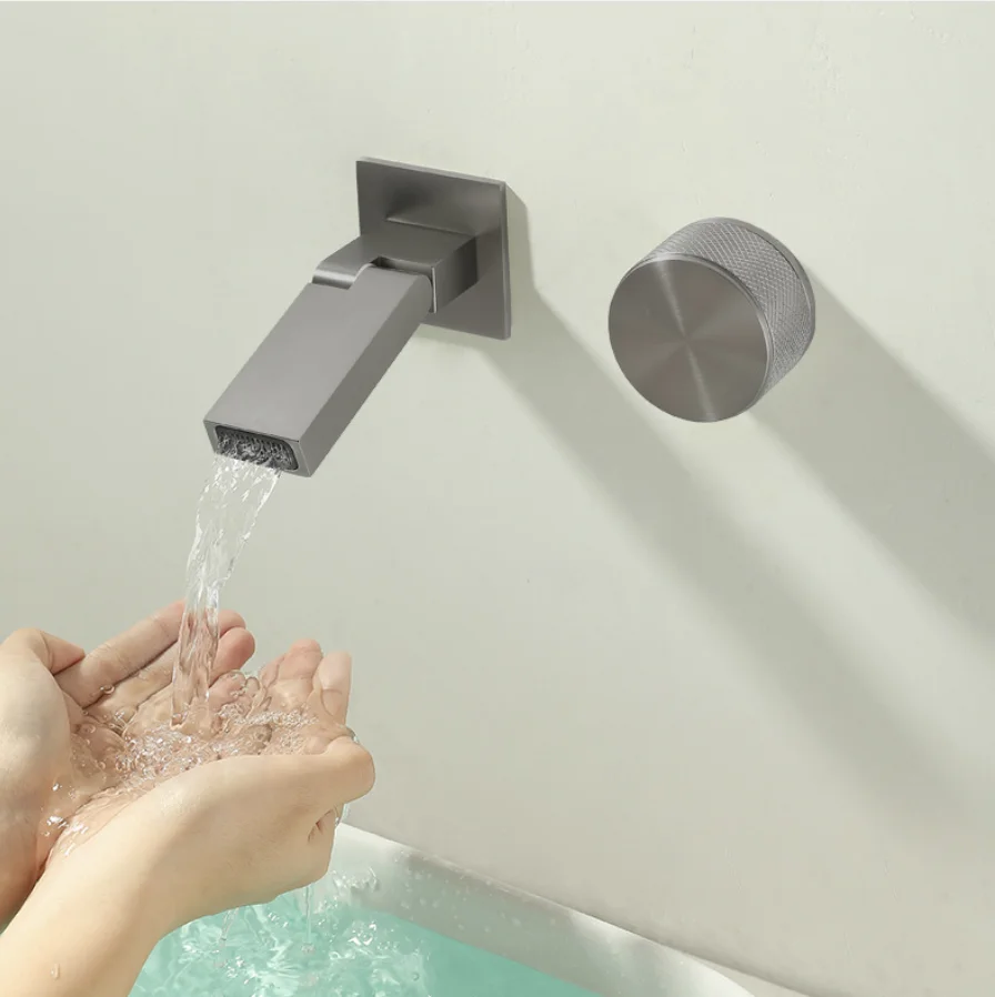 Copper LED Wall-Mounted Bathroom Sink Faucet