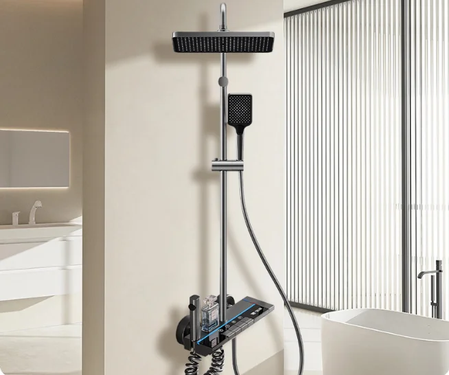Aluminum Alloy Wall-Mounted Thermostatic Shower System Square