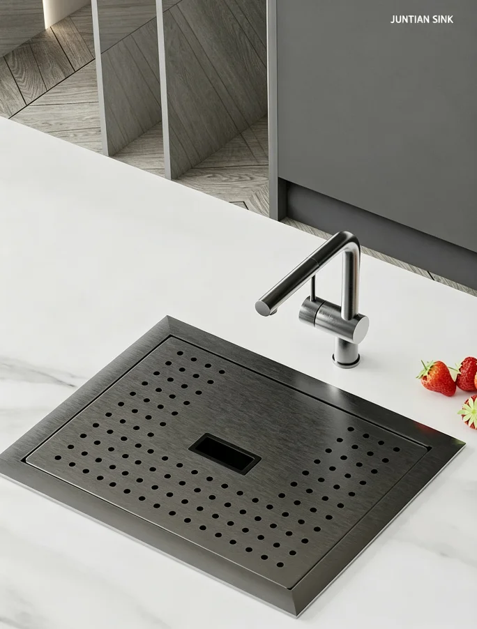 Stainless Steel Square Single-Bowl Kitchen Sink Modern