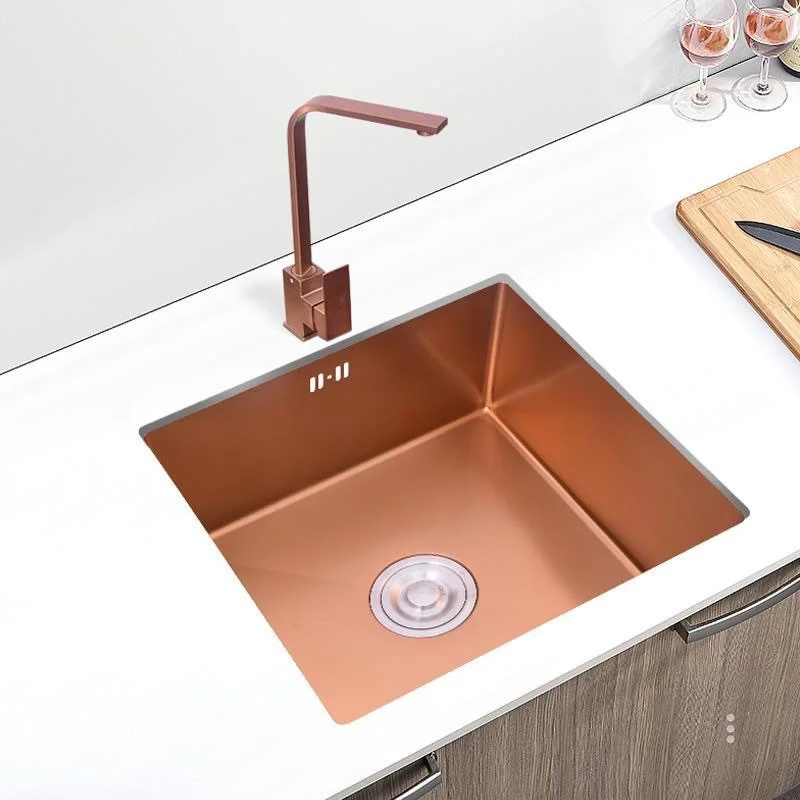 Rose Gold Stainless Steel Rectangular Single-Bowl Kitchen Sink