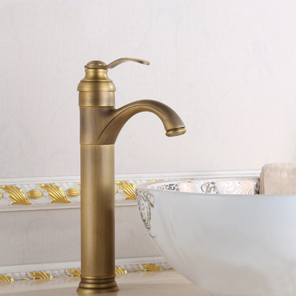 Brushed Gold Brass Single-Hole Bathroom Sink Faucet
