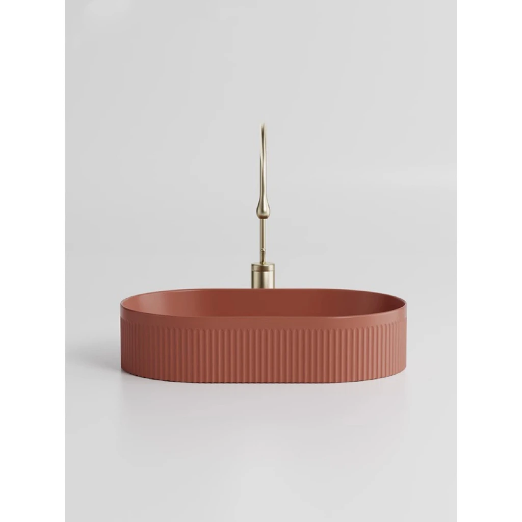 Brick Red Ceramic Square Bathroom Vessel Sink