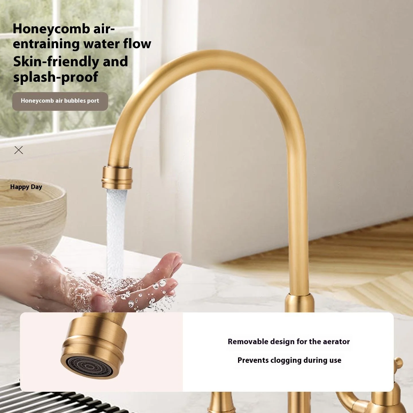Brass Deck-Mounted Bridge Kitchen Faucet