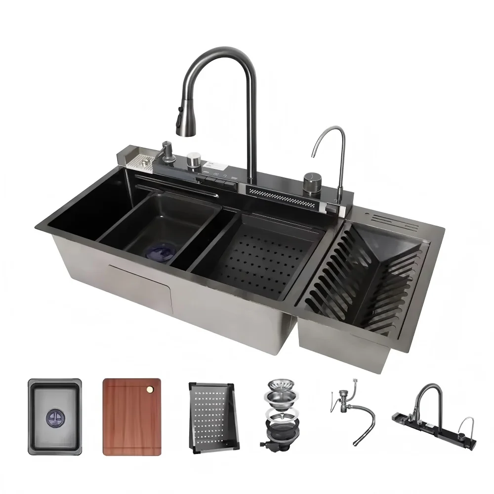 Modern Matte Black Stainless Steel Single-Bowl Kitchen Sink