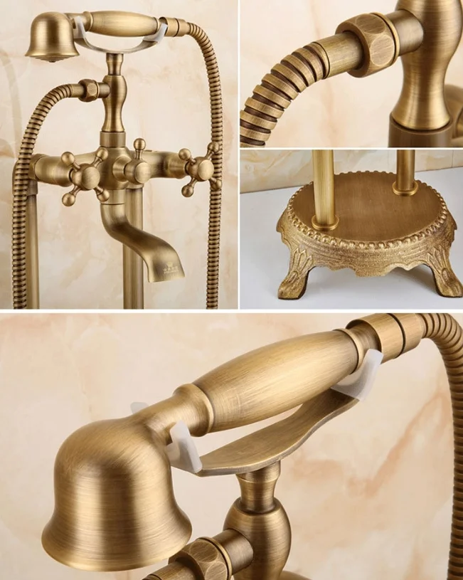 Vintage Brass Freestanding Bathtub Faucet