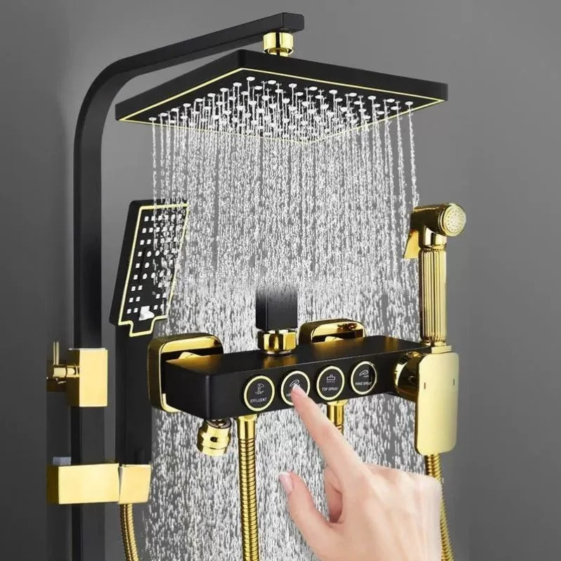 Brass Wall-Mounted Shower System Square