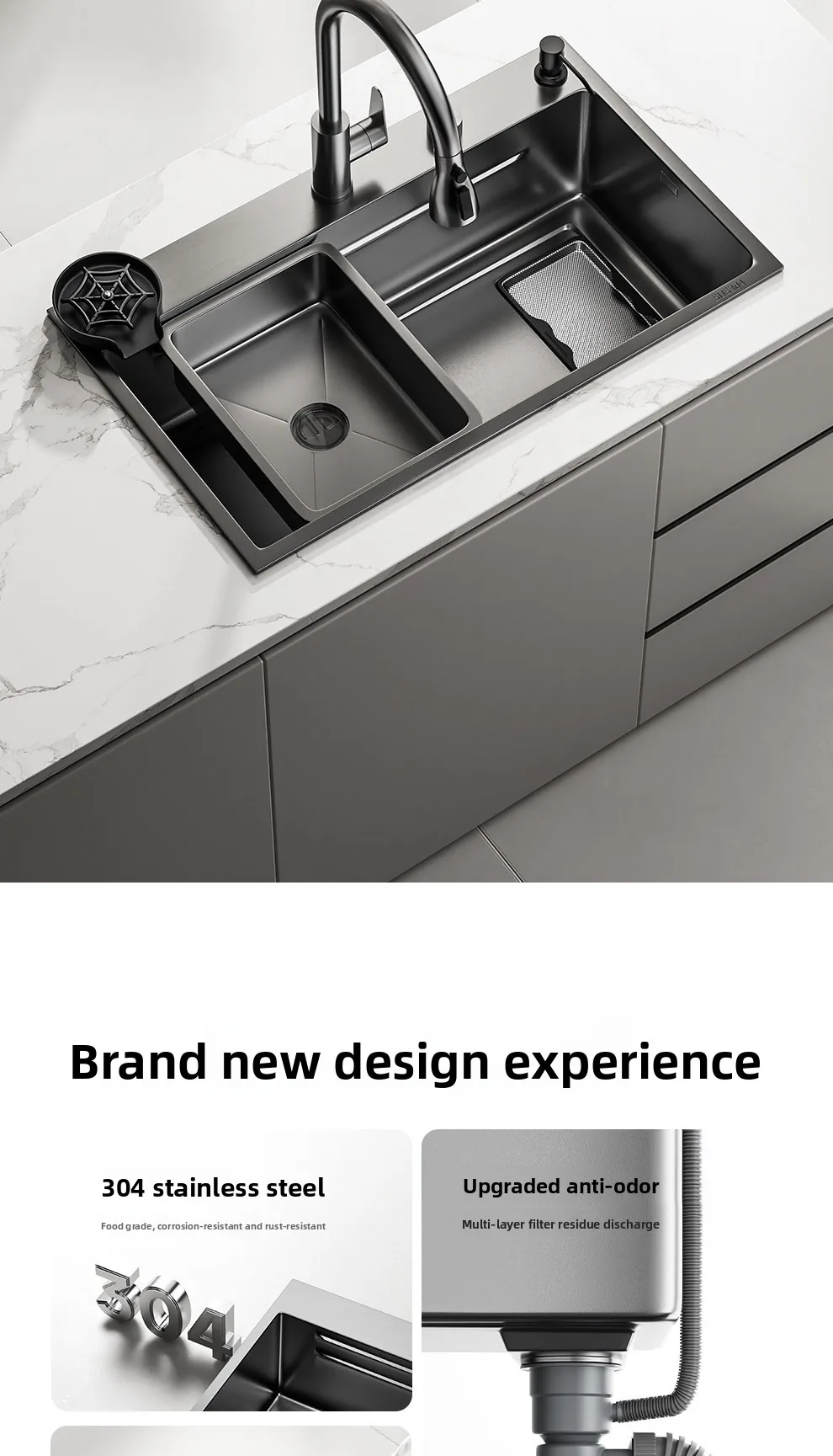 Modern Stainless Steel Workstation Single-Bowl Kitchen Sink