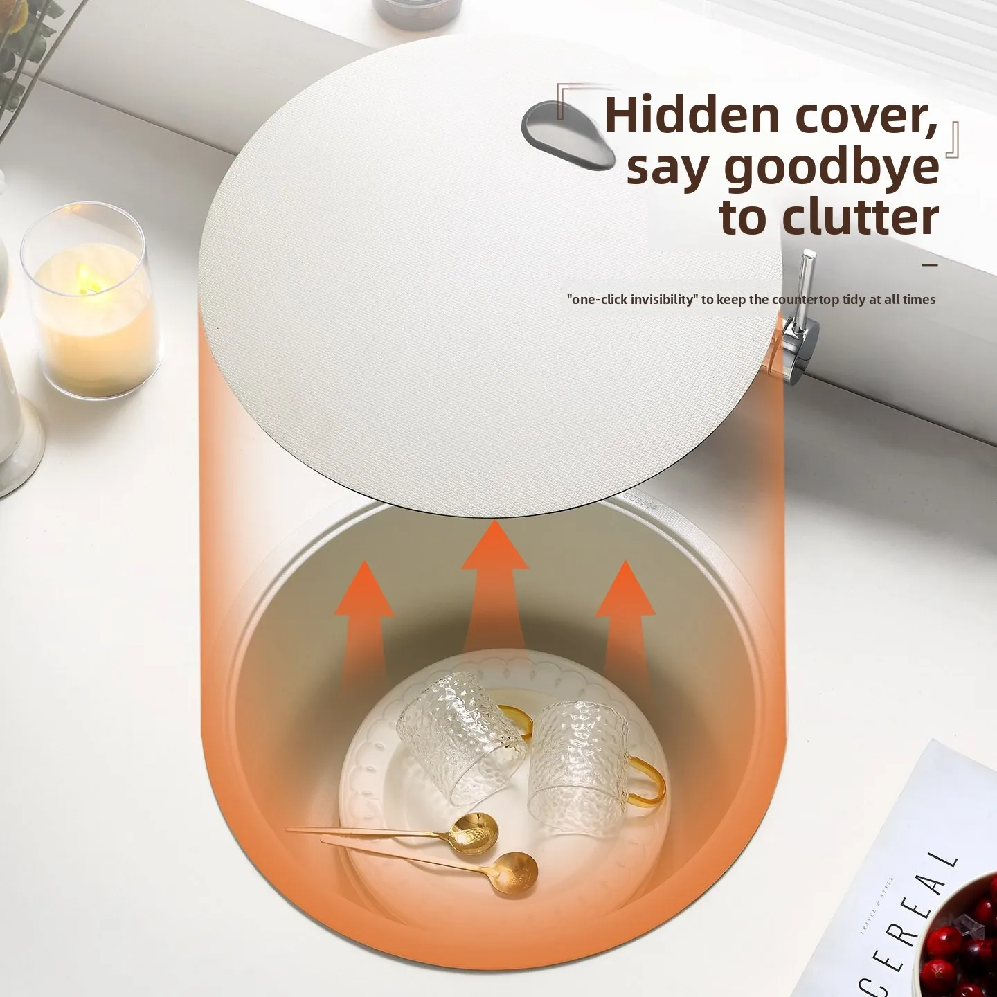 Round Hidden-Cover Bar Sink