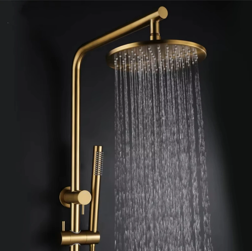 Brushed Gold Wall-Mounted Shower System