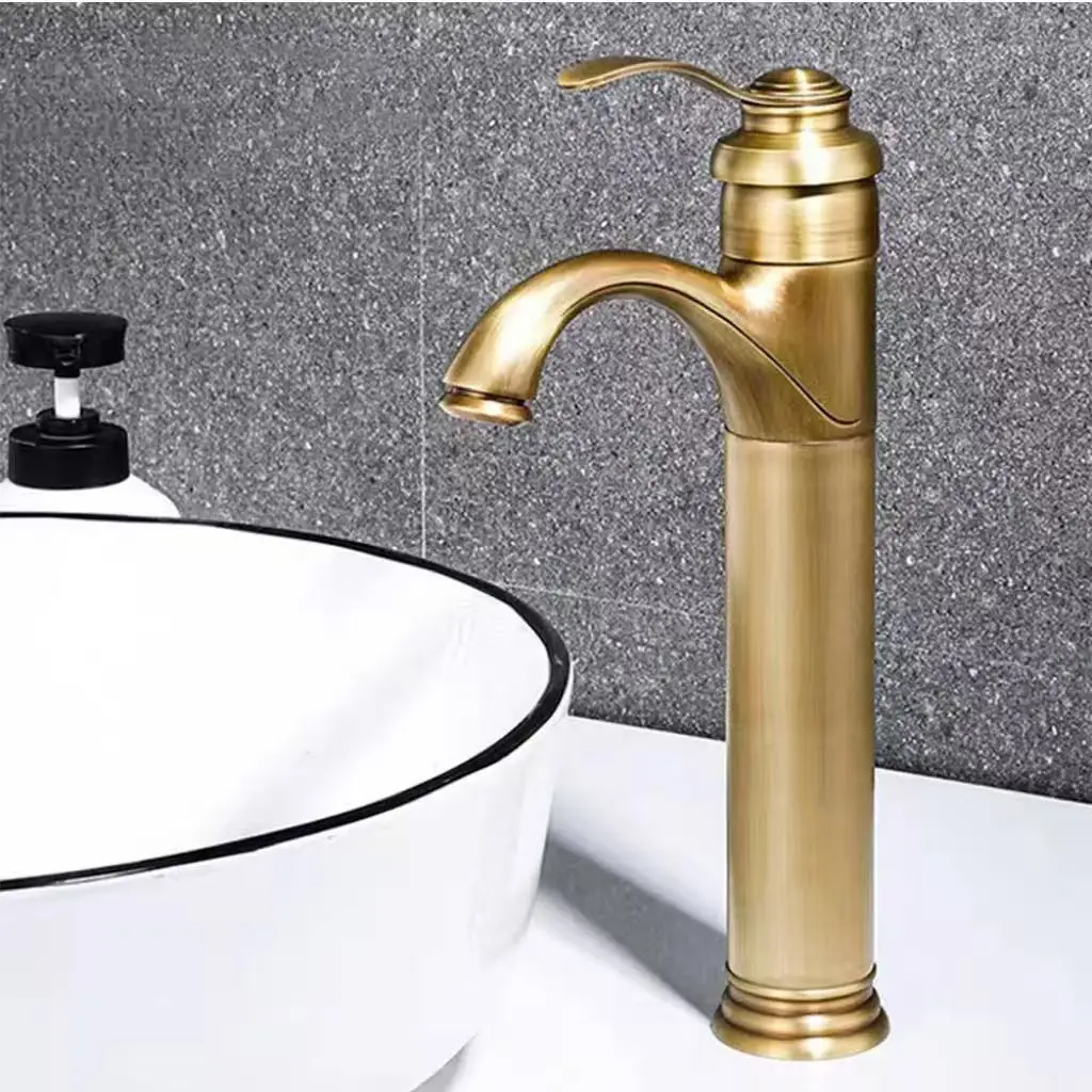 Brushed Gold Brass Single-Hole Bathroom Sink Faucet