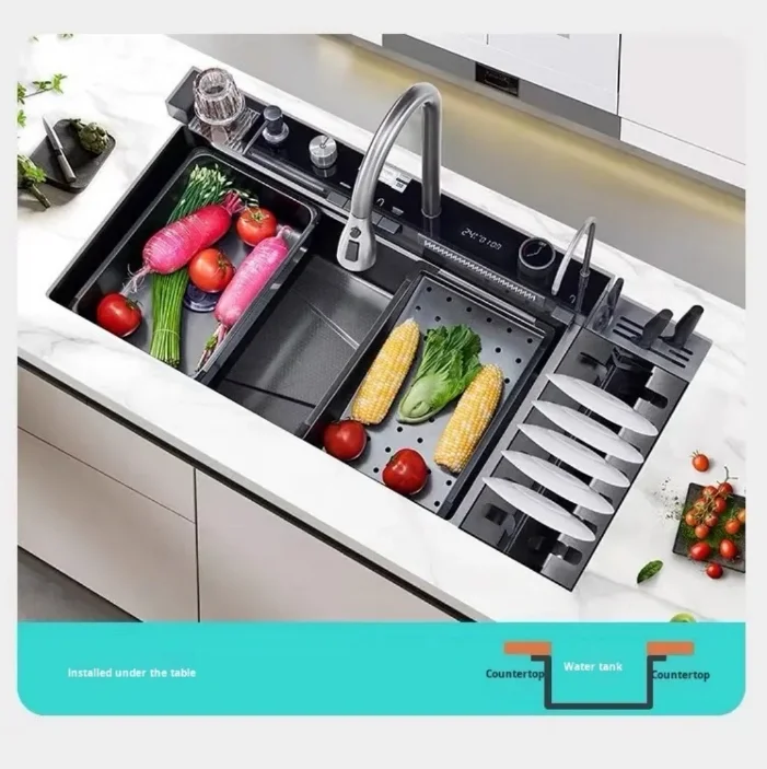 Modern Matte Black Stainless Steel Single-Bowl Kitchen Sink