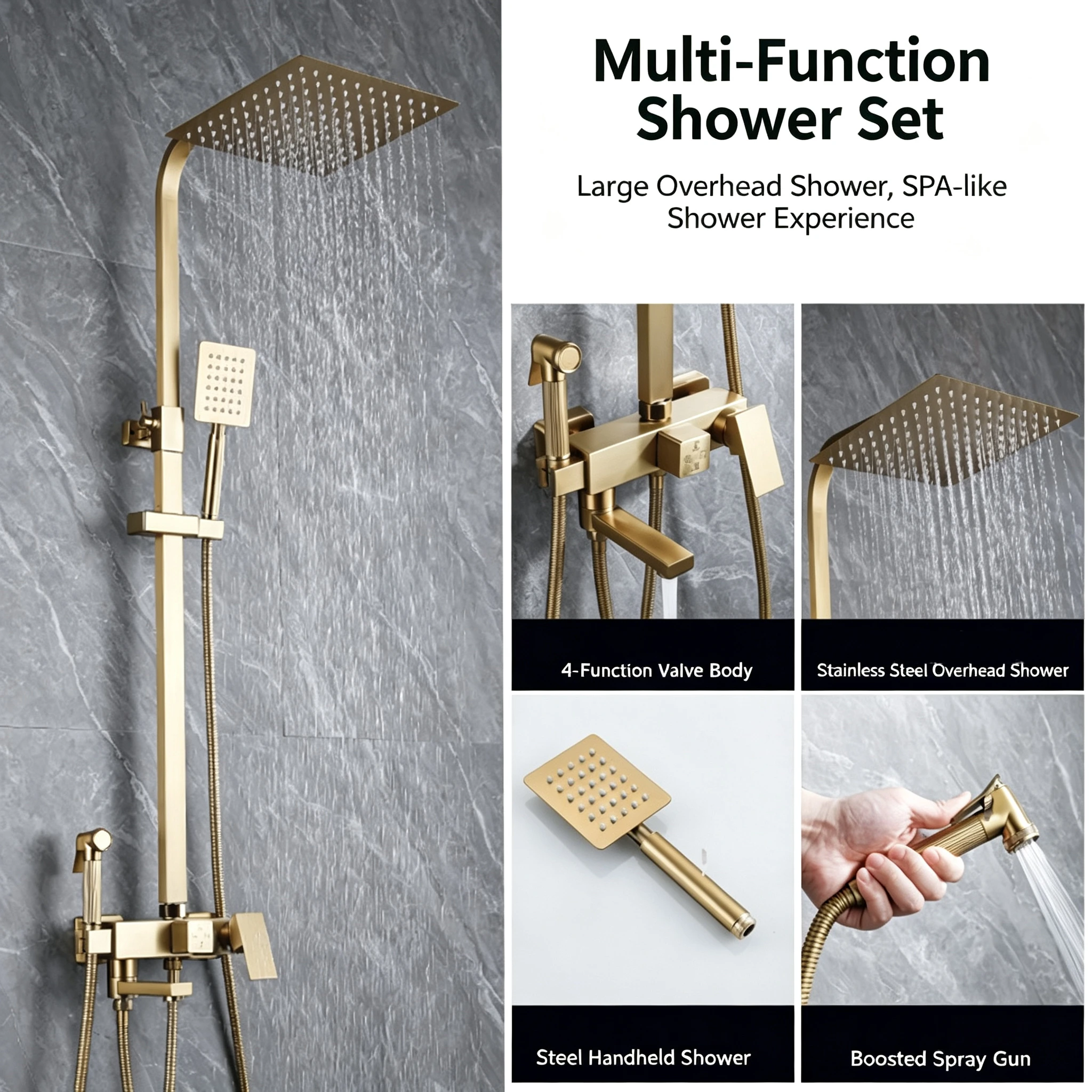Stainless Steel Wall-Mounted Exposed Shower System