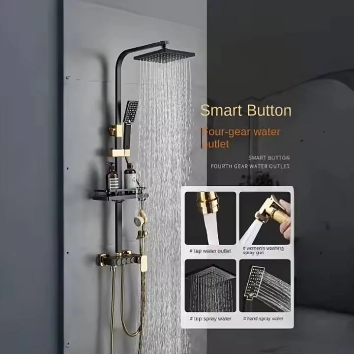 Brass Wall-Mounted Shower System Square