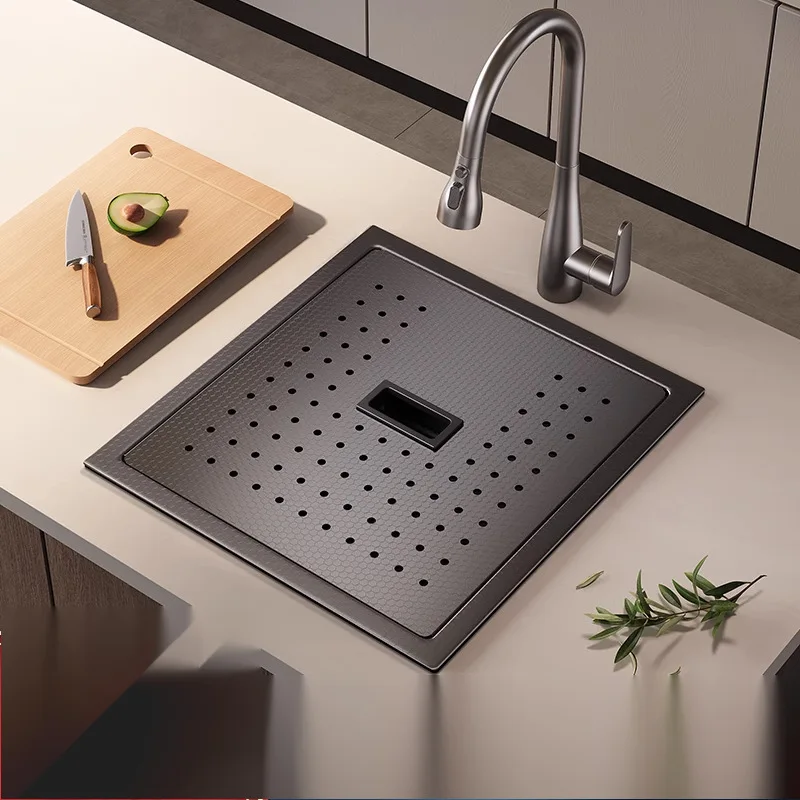 Stainless Steel Square Single-Bowl Kitchen Sink Modern