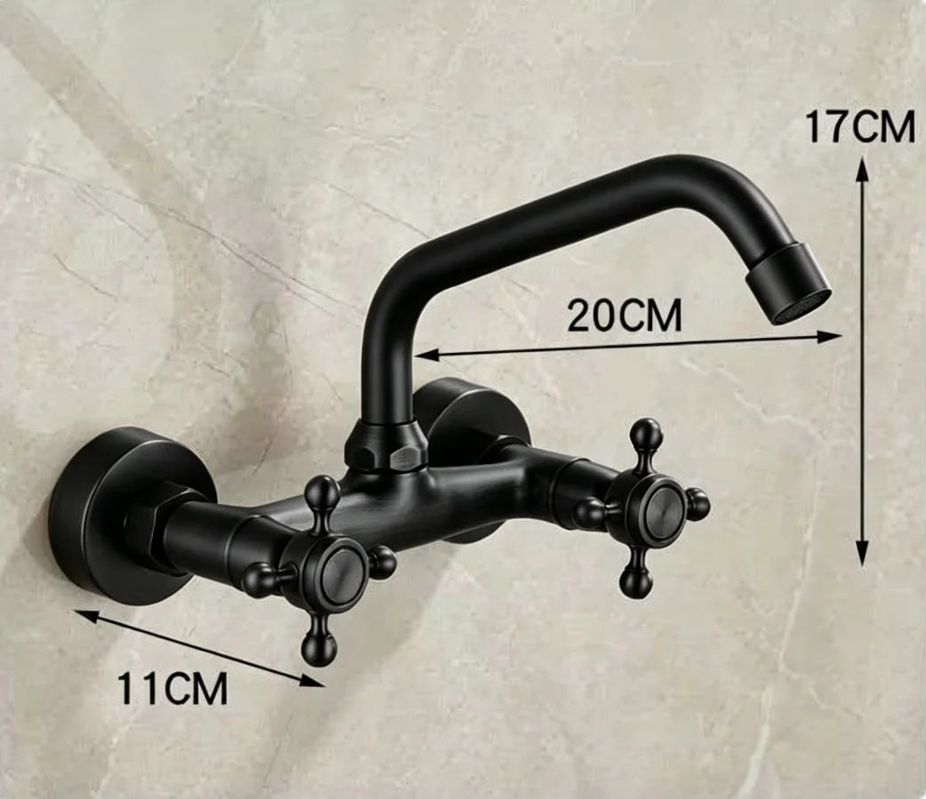 Brass Wall-Mounted Bathroom Sink Faucet