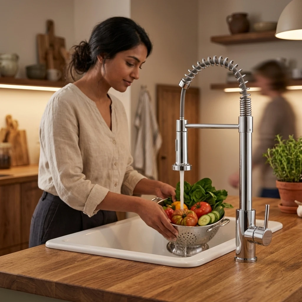 Modern Stainless Steel Deck-Mounted Pull-Down Kitchen Faucet