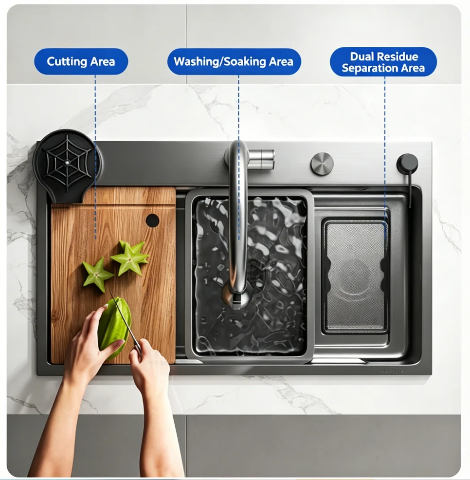 Modern Stainless Steel Workstation Single-Bowl Kitchen Sink