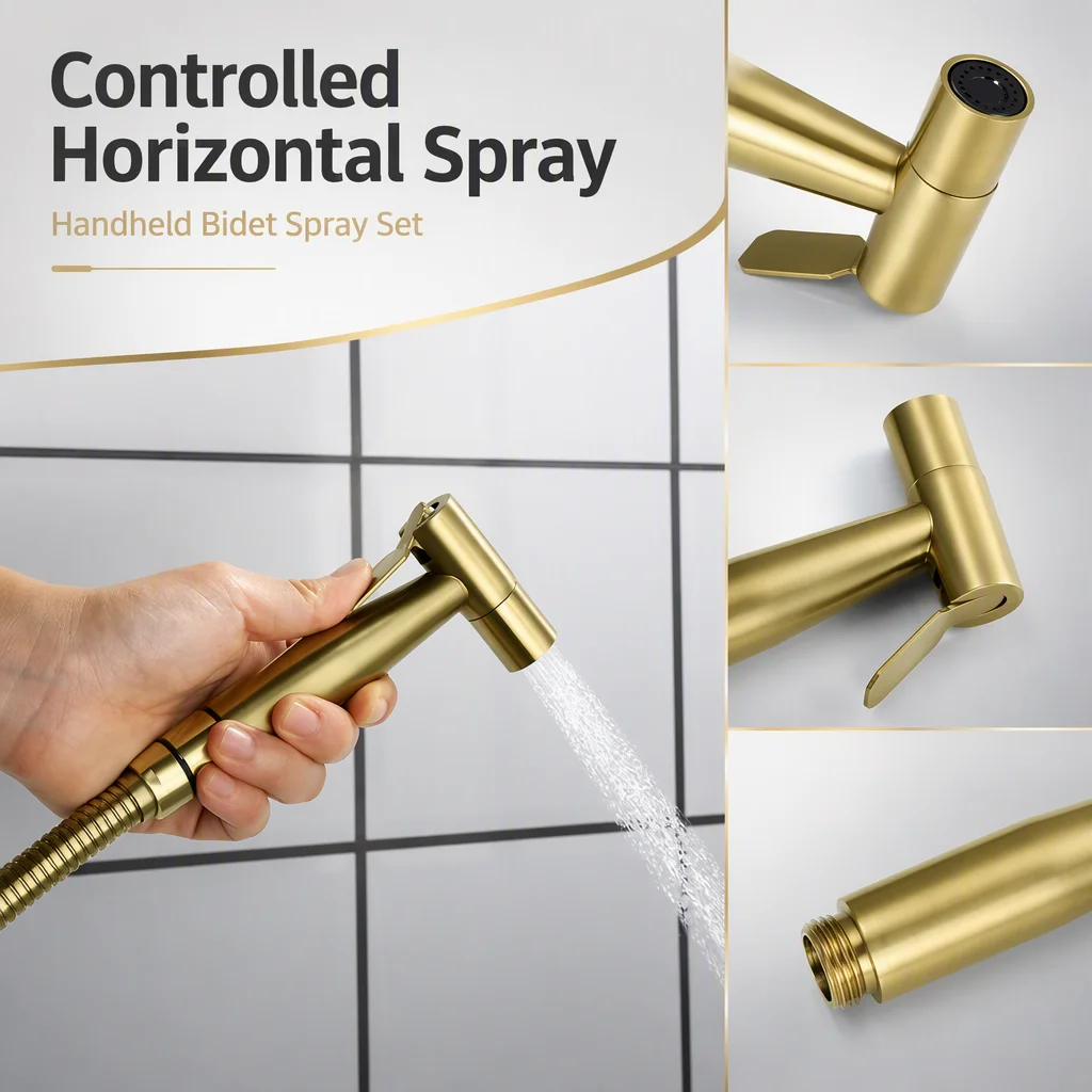 Modern Stainless Steel Wall-Mounted Handheld Bidet Sprayer Round