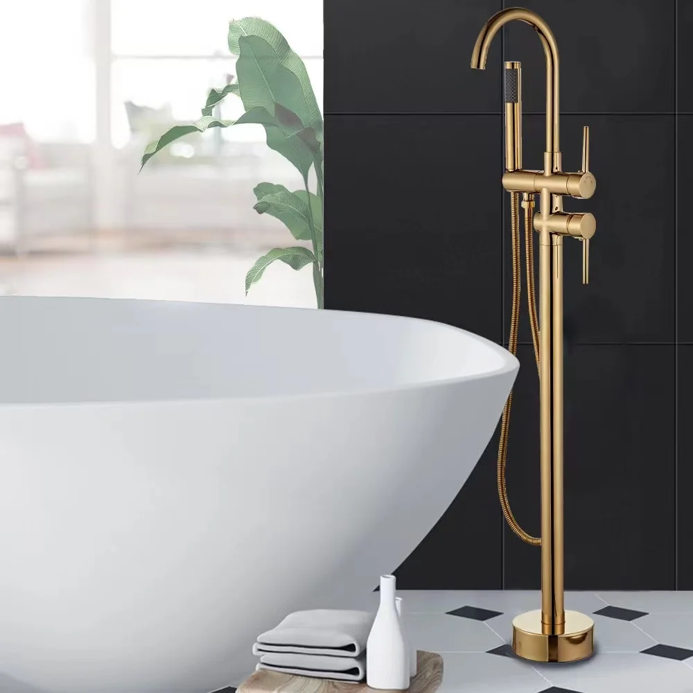 Chrome Brass Single-Handle Freestanding Bathtub Faucet