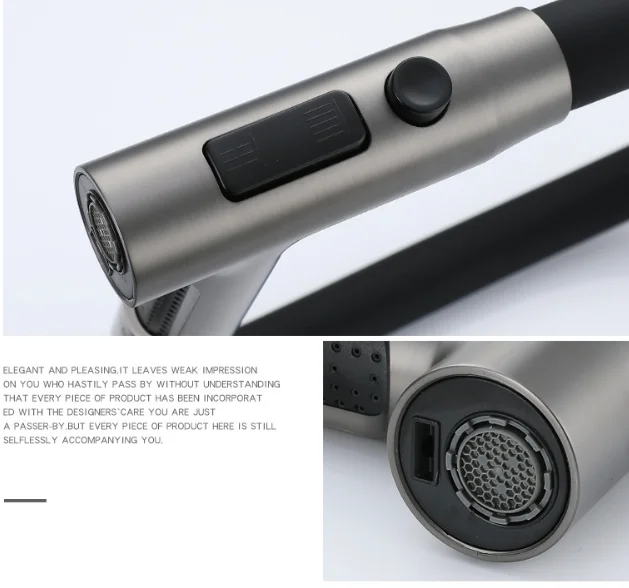 Zinc Alloy Deck-Mounted Pull-Out Kitchen Faucet