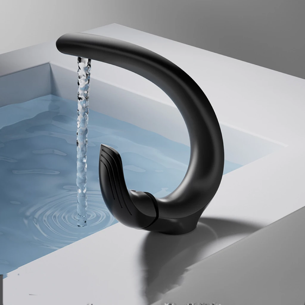 Modern Brass Deck-Mounted Single-Hole Bathroom Sink Faucet Single-Handle