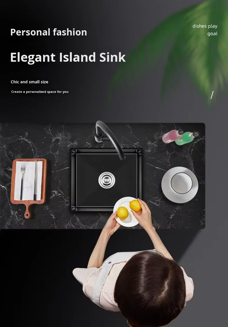 Matte Black Stainless Steel Square Single-Bowl Kitchen Sink
