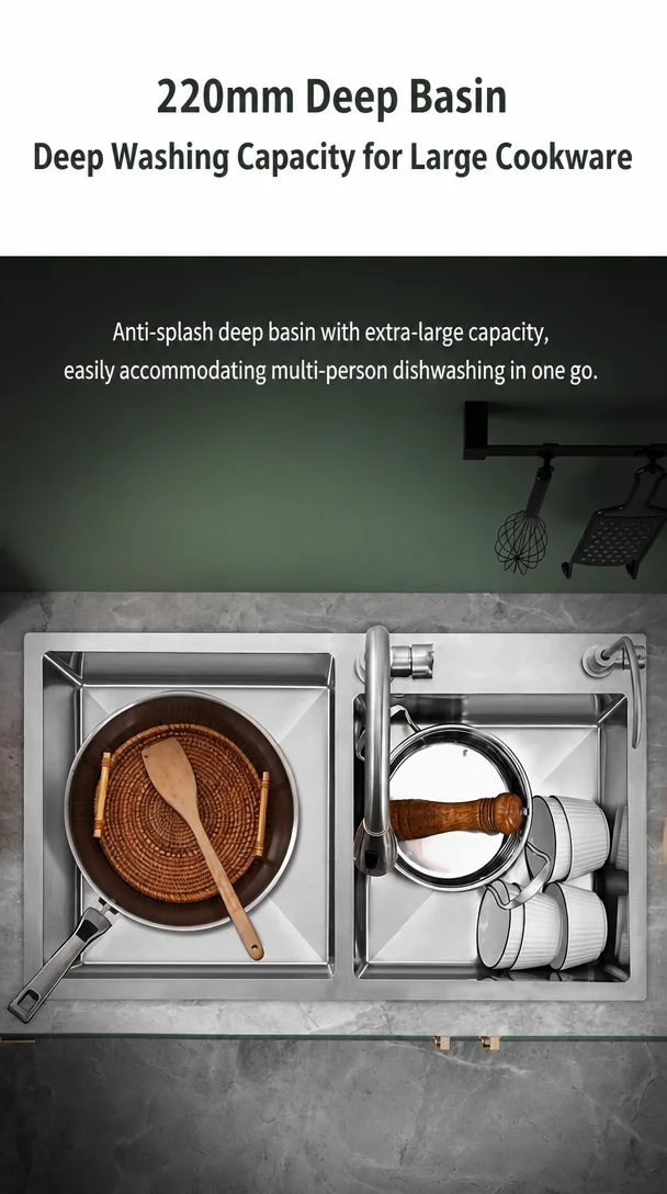Stainless Steel Undermount Double-Bowl Kitchen Sink Modern