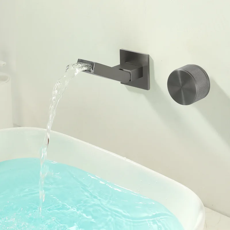 Copper LED Wall-Mounted Bathroom Sink Faucet